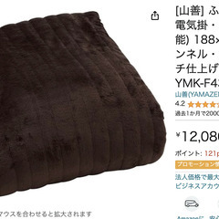 電気毛布　丸洗い可　茶色　180×