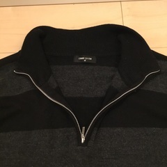 コムサイズム　黒×グレー長袖ニット　Mサイズの画像