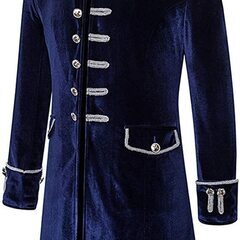 ★【良好中古】青い・ベロアのビジュルアル系ロングジャケット。ライ...