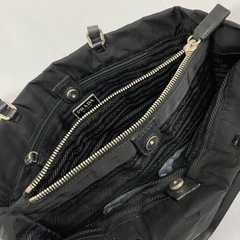 PRADA オールドプラダ 黒ナイロン×レザー 肩かけショルダートートバッグ  アンティーク 昭和レトロの画像