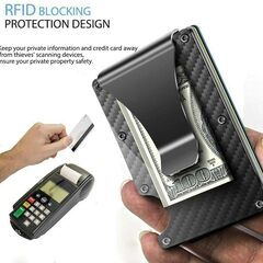 新品★RFIDブロック カーボンファイバー スリム アルミニウム 財布の画像