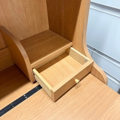 【美品‼️】オシャレ♪ 90cm幅ライティングビューロー デスク 学習机 袖机付き ブラウン♪