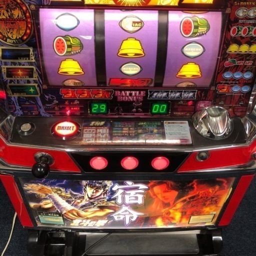 ［ゆec］【北海道旭川市直接取引歓迎】初代 北斗の拳 宿命パネル 4号機 箱型s-4-132 スロット台 通電動作品 コイン不要 16