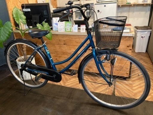 年末セール！防犯登録料　無料！【前後タイヤ・チューブ新品！】27インチ自転車　マットブルー