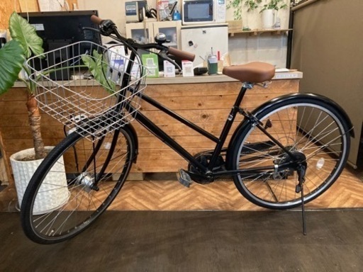 【前後タイヤ・チューブ新品！】LEDオートライト　6段変速　26インチ自転車　ブラック