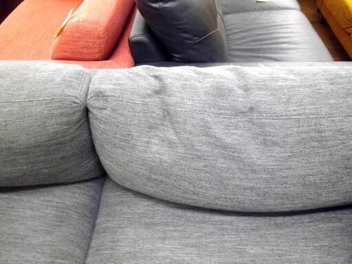 現状特価品 2人掛けソファ 幅178㎝ ファブリック カウチソファ ボックスソファ オットマン付き 布製 グレー 札幌市 厚別店