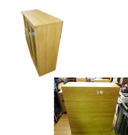 美品！ ニトリ ミドルレンジボード 高さ115×幅100×奥行40㎝ ナチュラルブラウン 食器棚 西岡店