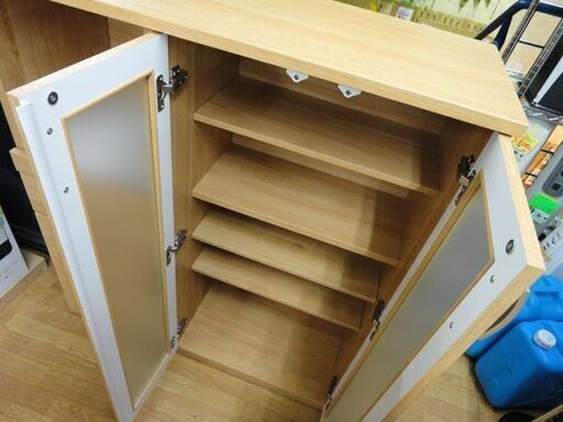 美品！ ニトリ ミドルレンジボード 高さ115×幅100×奥行40㎝ ナチュラルブラウン 食器棚 西岡店
