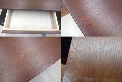 4人掛けダイニングセット イス2脚 ベンチ1脚 ダークブラウン 幅135×奥行80×高さ70㎝ コンセント付き 引き出し2個付き 札幌 厚別店