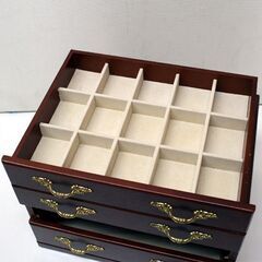 木製ジュエリーボックス 小物入れ 3段 引出 幅26.5×奥行21×高さ17cm ブラウン系 札幌市 清田区 平岡の画像