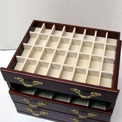 木製ジュエリーボックス 小物入れ 3段 引出 幅26.5×奥行21×高さ17cm ブラウン系 札幌市 清田区 平岡の画像