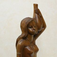 木彫り女性像 水汲み アジアンテイスト 高さ71cm 札幌市 清田区 平岡の画像