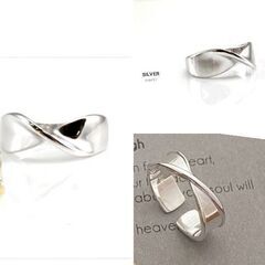 リボン型/無限大∞型リング（新品）シルバーの画像
