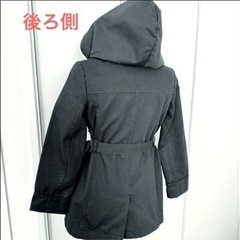 【150サイズ】GapKids 150サイズ フード付き黒トレンチコート　ギャップの画像