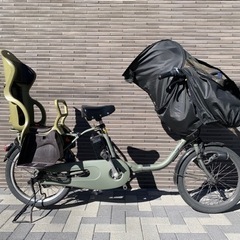 パナソニック電動自転車3人乗り　レインカバー付き