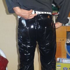 【良好中古】黒・ポリウレタン・エナメル・Ｇパン/w88　スキニースリムパンツの画像