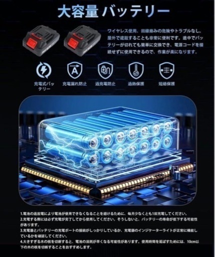 【新品未使用】電動ノコギリ 小型ハンディチェーンソー コードレス 充電式 ポータブル 家庭用③