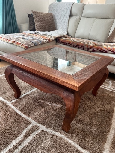 バリ島　チーク材　アンティーク　ローテーブル ローテーブル 幅120cm 奥行80cm 高さ30cm オールドチーク無垢材