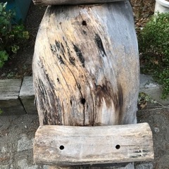 丸太一本物 厚手鉄ベルト巻プランターの画像