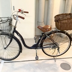 自転車 26インチ サドル大きめ、後ろカゴ＋ライト数点付き