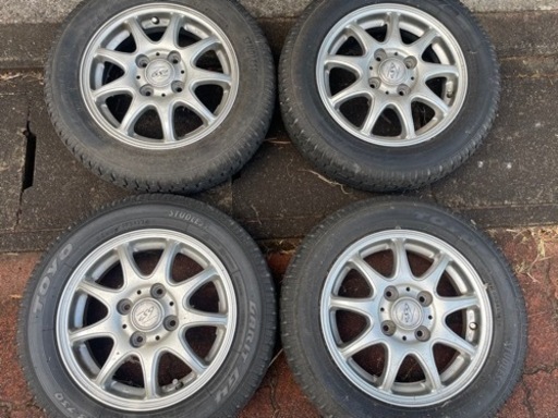 スタッドレス付きアルミホイール4本　※1本パンク　155/65R13 EKワゴンタイヤ
