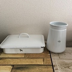 決定　琺瑯　小物入れ　調理器具入れ　ホーロー