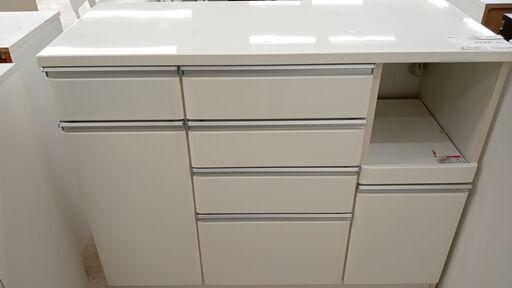 ★ジモティ割あり★  キッチンボード 白 H94.5×D50.7×W119.5 クリーニング済み TJ3147