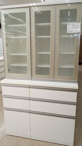 ★ジモティ割あり★  食器棚 白 H180×D50.5×W101 クリーニング済み TJ3151