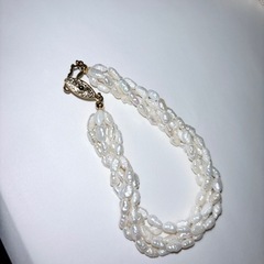 高級淡水パールネックレスとブレスレット セットの画像