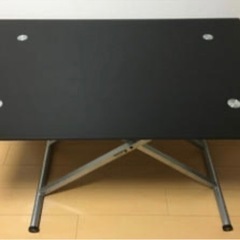 ニトリ　油圧式　ガラステーブル　黒