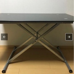 ニトリ　油圧式　ガラステーブル　黒の画像