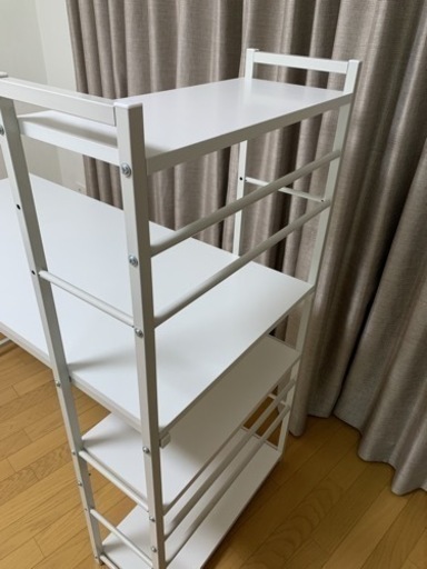 サンワダイレクト パソコン デスク 収納ラック付  幅 120cm 木製　ホワイト