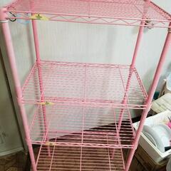 受付終了　スチールラック　ピンクカラーの画像