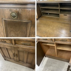 J3133 値引きしました！ 富谷 神戸家具 ヴィンテージ家具 クラシック家具 オーダーメイド家具 アンティーク調 ライティングデスク ビューロー  ライティングビューロー レトロ家具  和モダン家具 クリーニング済み 【リユースのサカイ柏店】の画像