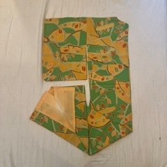 【美品】着物 袷 草木柄 イエロー×グリーンの画像