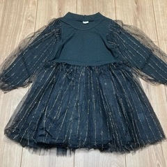 ワンピース 女の子 ガールズ チュールスカート メッシュスカート 長袖 膝丈の画像
