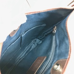 COACH コーチ シグネチャー×レザー 斜め掛けショルダーバッグバッグ ネイビー ミニショルダー の画像