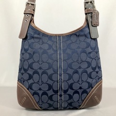 COACH コーチ シグネチャー×レザー 斜め掛けショルダーバッ...