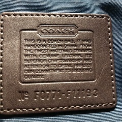 COACH コーチ シグネチャー×レザー 斜め掛けショルダーバッグバッグ ネイビー ミニショルダー の画像