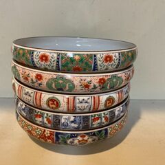 【中古】小鉢五客揃　有田焼　林斎　花唐草紋様の画像