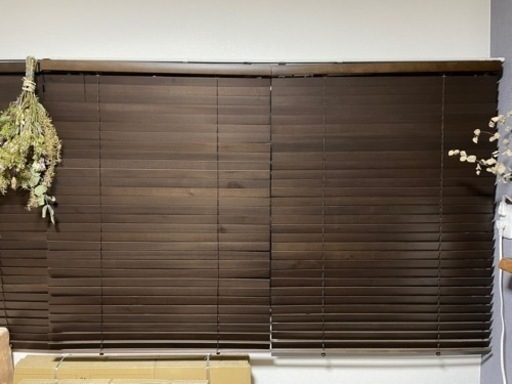 【12/17まで出品・12/25まで受け渡し可】幅88×高さ105木製ブラインド 2本セット カーテンレールも取付可