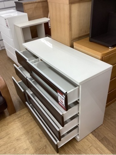 KL-25【新入荷　リサイクル品】ローチェスト　白×ブラウン