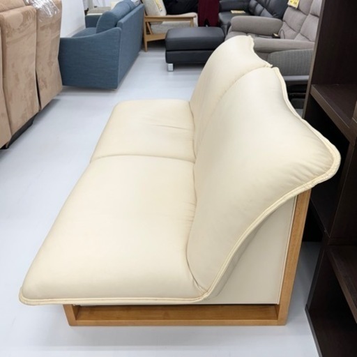 【超美品‼️】定価数十万♪ マルニ木工 168cm幅2人掛けソファ ソフトレザー製アイボリー♪