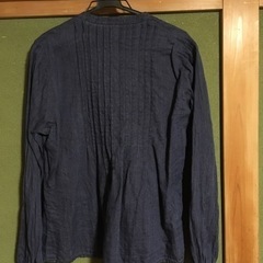 麻100% ネイビー　薄い　カットソーの画像