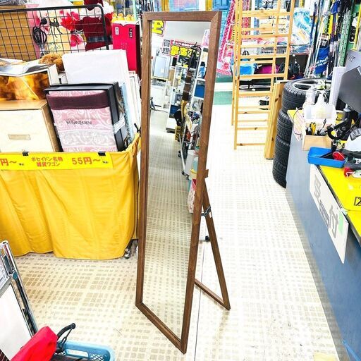 2/27【家具・家電複数購入で割引可】ニトリ スタンドミラー アルブルワイド 鏡 ブラウン