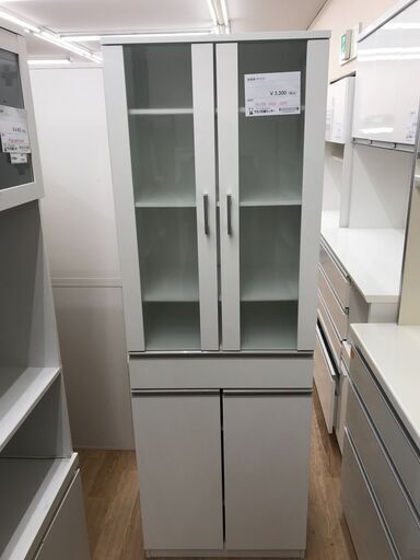 ★ジモティ割あり★  食器棚 ホワイト H178×W60×D40 クリーニング済み KJ3846