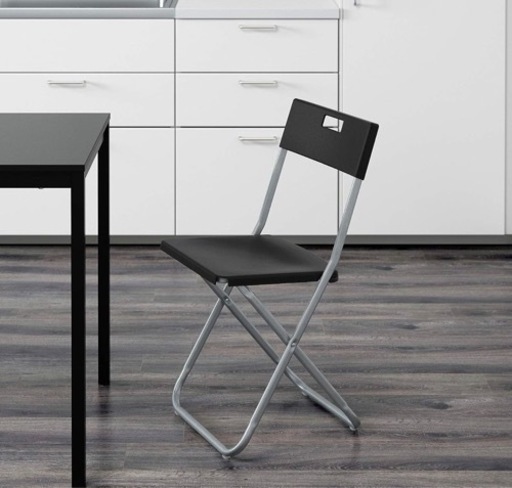4脚：4脚IKEA(イケア) GUNDE 折りたたみチェア ポリプロピレ ンブラック