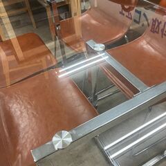 ダイニングテーブルセット 幅140cm 4人用 4人掛け ガラスダイニングセット ダイニング5点セット ガラステーブルセット ガラステーブル 強化ガラス アイアン脚 おしゃれ ガラス天板 クリスタル 北欧 おしゃれ クリーニング済 堺市 石津【ジャングルジャングルサカイ石津店】の画像