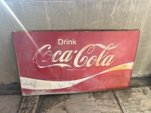 値下げ ホーロー看板 コカコーラ 大型 140×80 琺瑯看板 コーラ アンティーク 当時物 レトロ