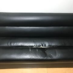 （無料）ソファ（黒、合皮）の画像